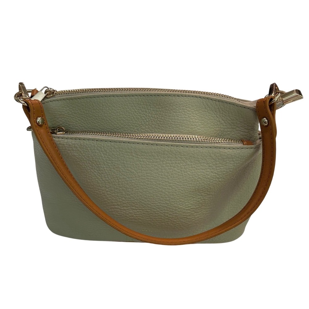 Divina Firenze Stone Pebbled Leather Triple Zip Shoulder Bag‎ Made in Italy